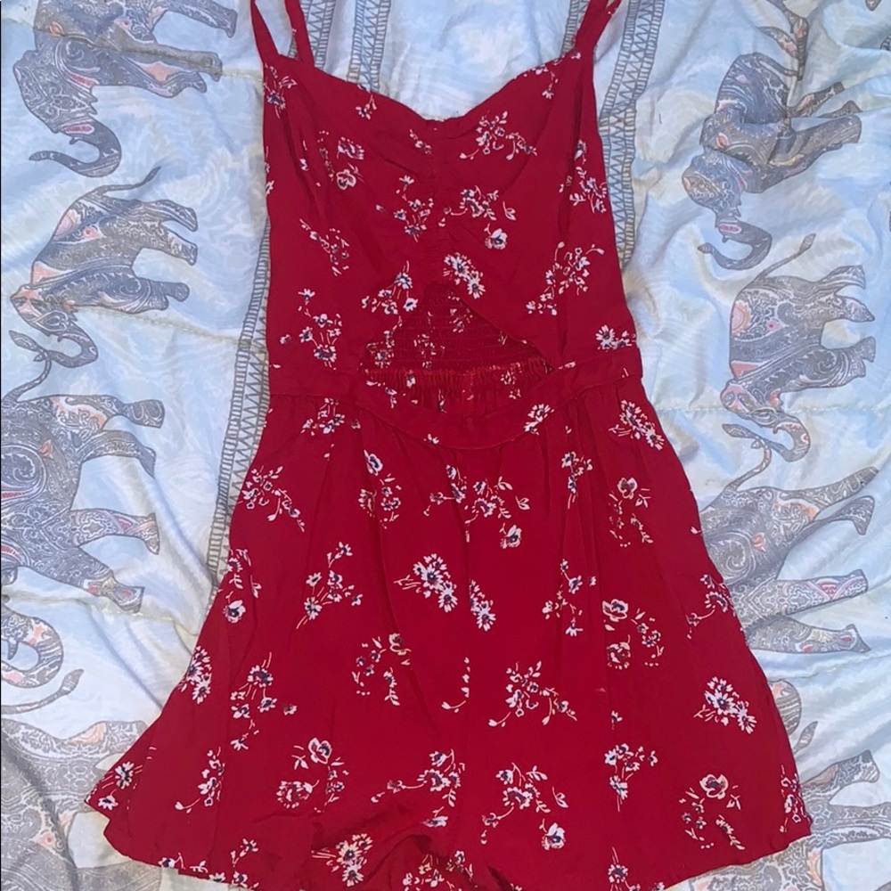 Red Floral Romper